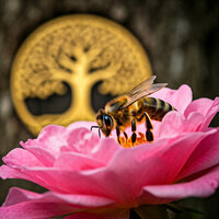 Honeybee Skull With Roses and the Tree of Life